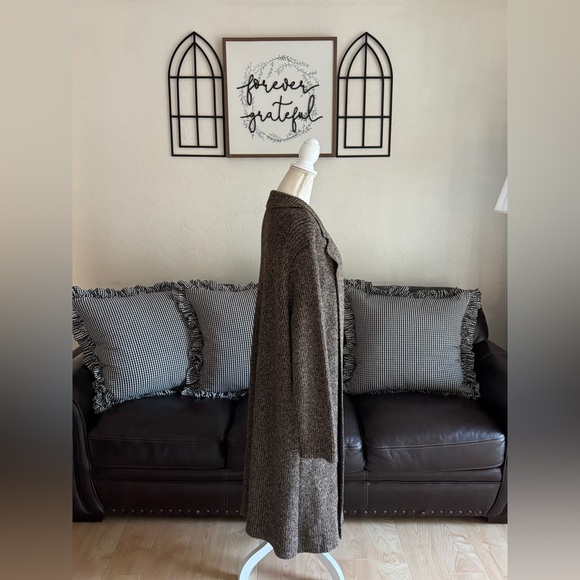 Lauren Ralph Lauren Brown Gold Metallic Knitted Maxi Long Sweater Coat Size 3X - Picture 3 of 13